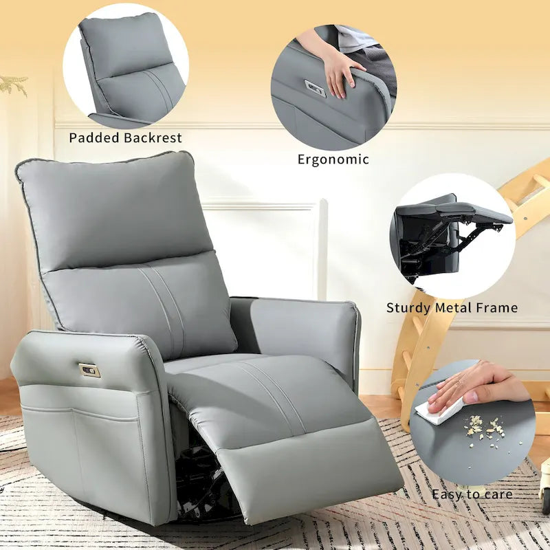 Fauteuil inclinable électrique pivotant et berçant pour adultes, fauteuil inclinable pivotant et berçant à 270, petit fauteuil inclinable électrique pour salon