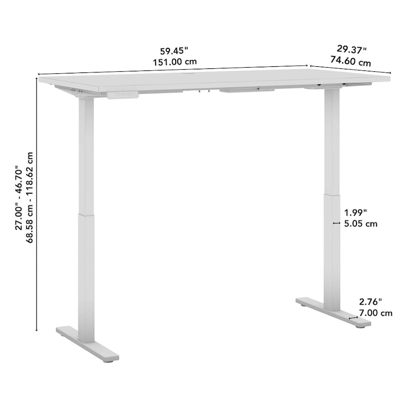 Bureau assis-debout électrique à hauteur réglable 60x30