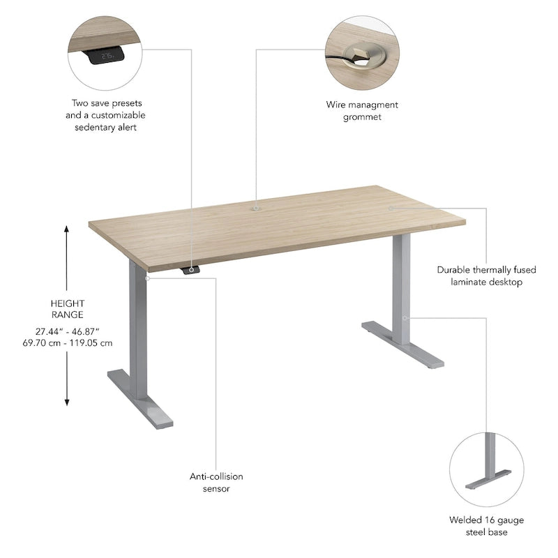 Bureau assis-debout électrique à hauteur réglable 60x30