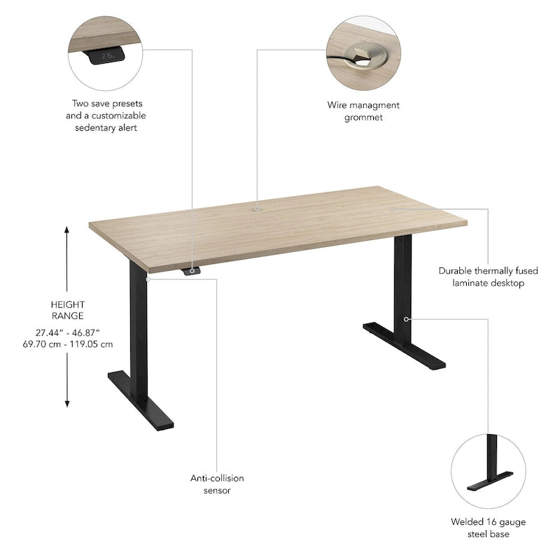 Bureau assis-debout électrique à hauteur réglable 60x30