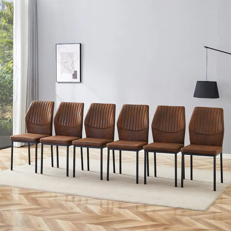 Set of 6 High Resilience Dining Chair with Metal Black Leg