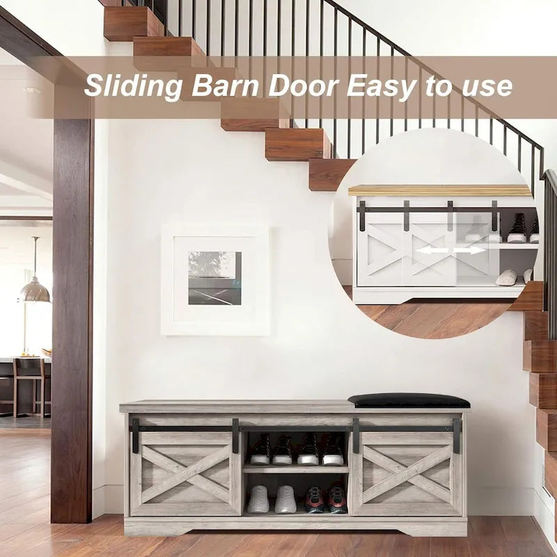 Panca da ingresso con ante scorrevoli e porta-scarpe - 47.24"x 15.35"x 17.72"