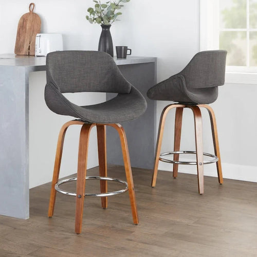 Carson Carrington Svellingen 26 Fixed-Height Counter Stool with Round Chrome Footrest (Set of 2)