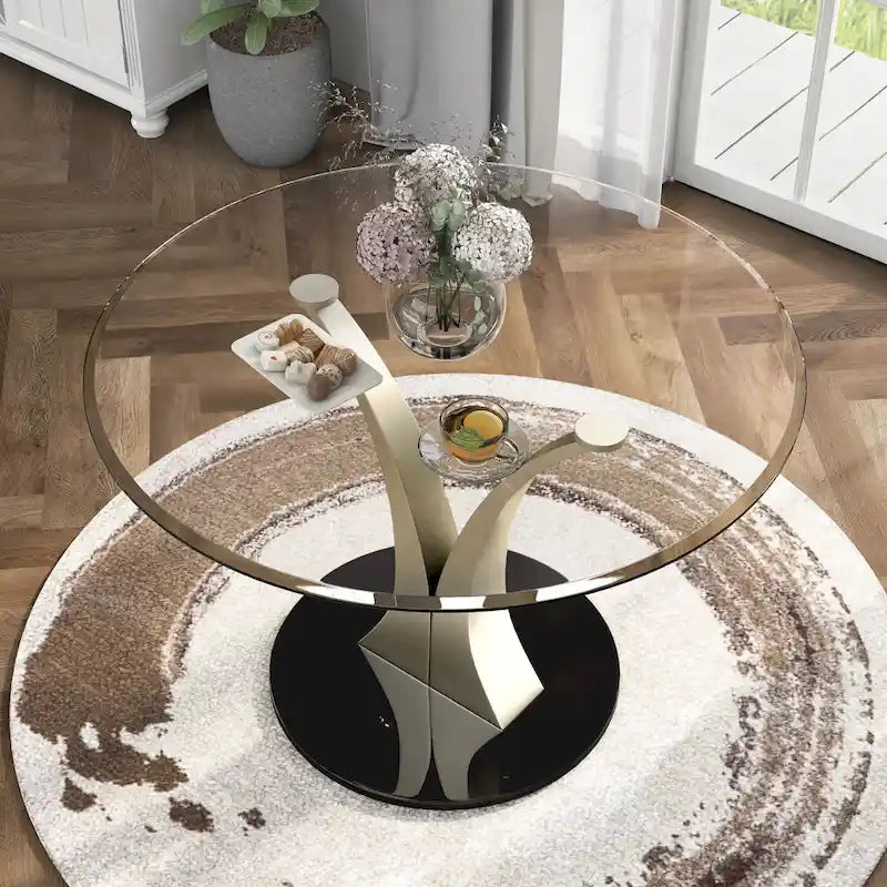 Tavolo da pranzo contemporaneo con piano in vetro argentato da 45 pollici