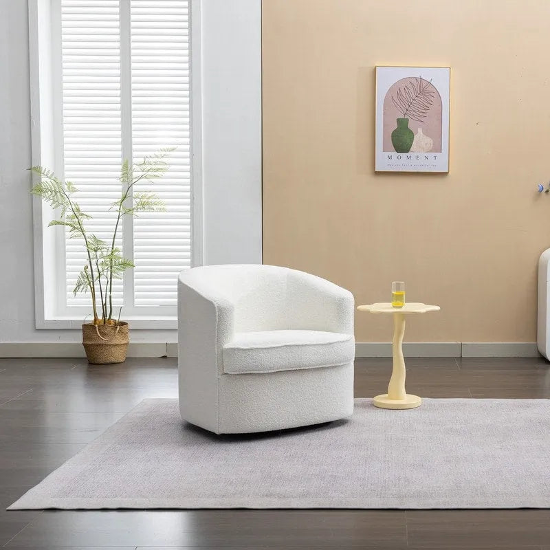 SEYNAR Modern Boucle Upholstered 360 Degree Swivel Accent Club Chair