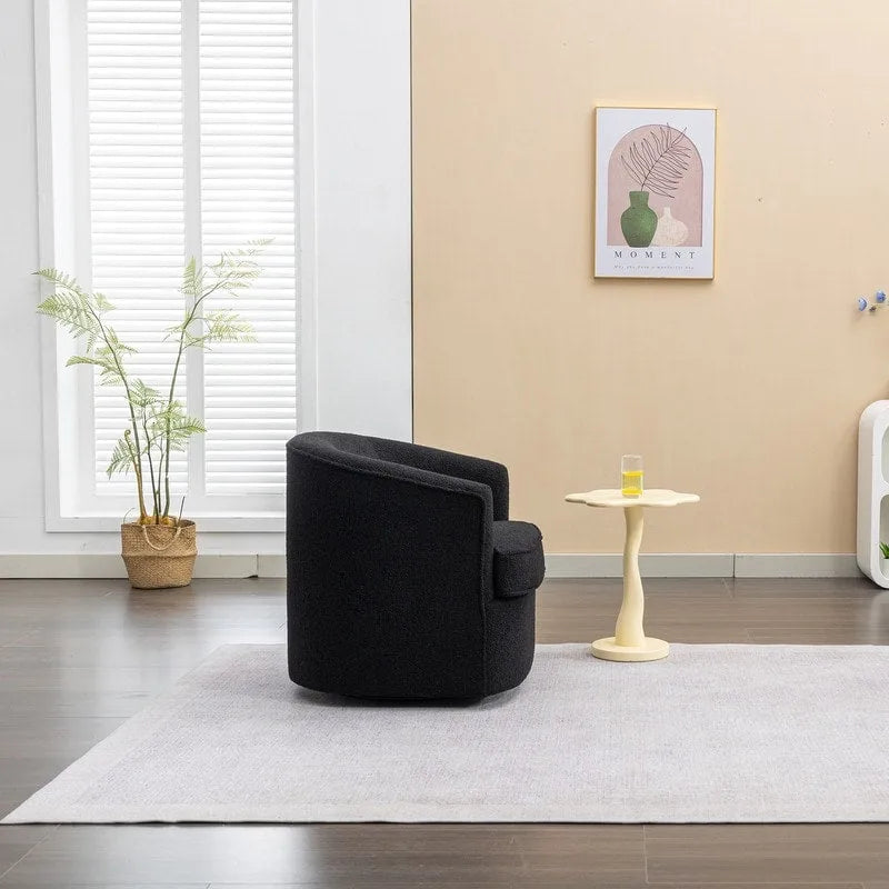 Moderní otočné klubové křeslo s čalouněním bouclé, otočné o 360 stupňů