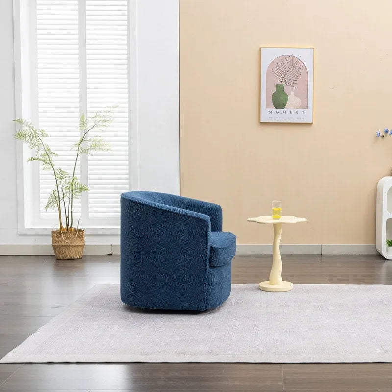 Moderní otočné klubové křeslo s čalouněním bouclé, otočné o 360 stupňů