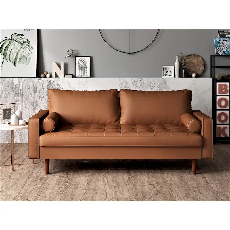Sofa im Mid-Century-Modern-Stil aus Kunstleder