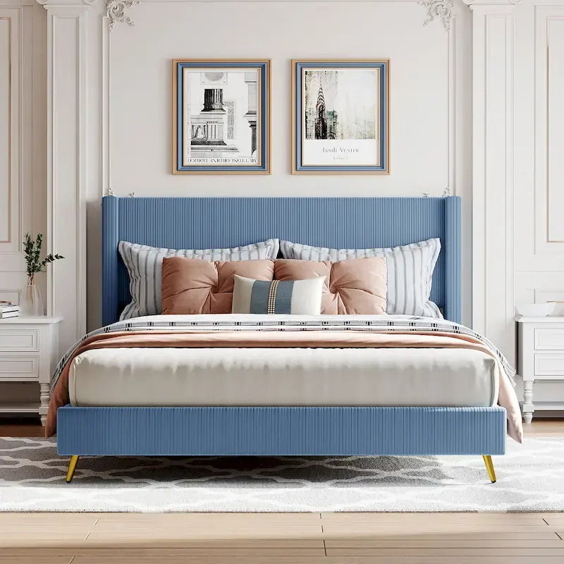 Polsterbett in Queen-Size aus Cord