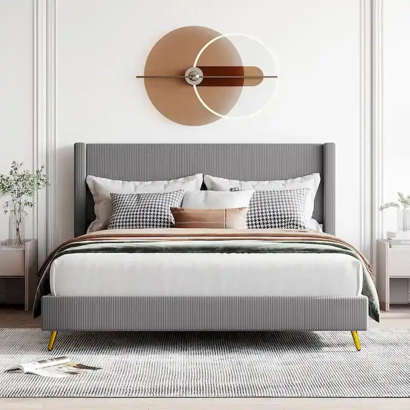 Polsterbett in Queen-Size aus Cord