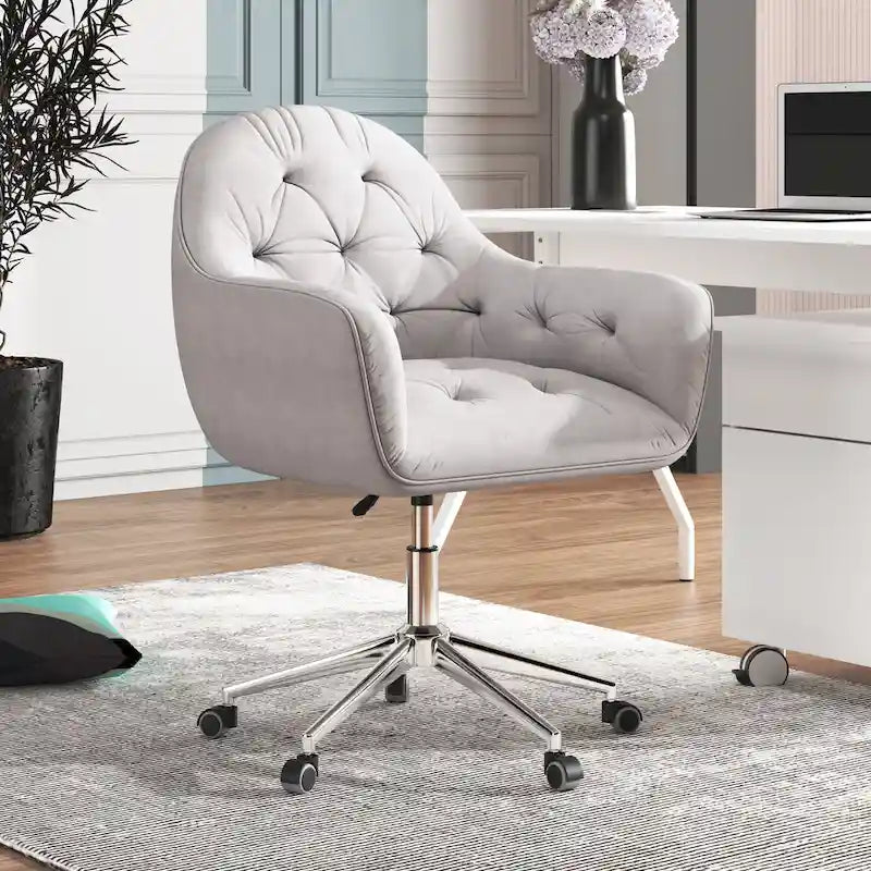 Verstellbarer, drehbarer Homeoffice-Stuhl mit Samtbezug