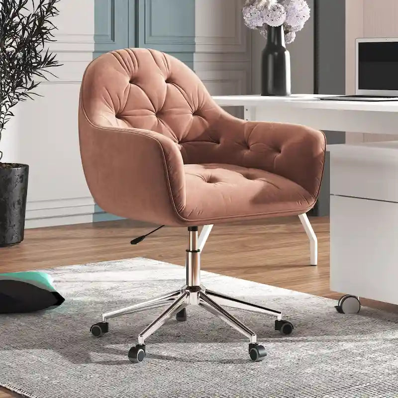Verstellbarer, drehbarer Homeoffice-Stuhl mit Samtbezug