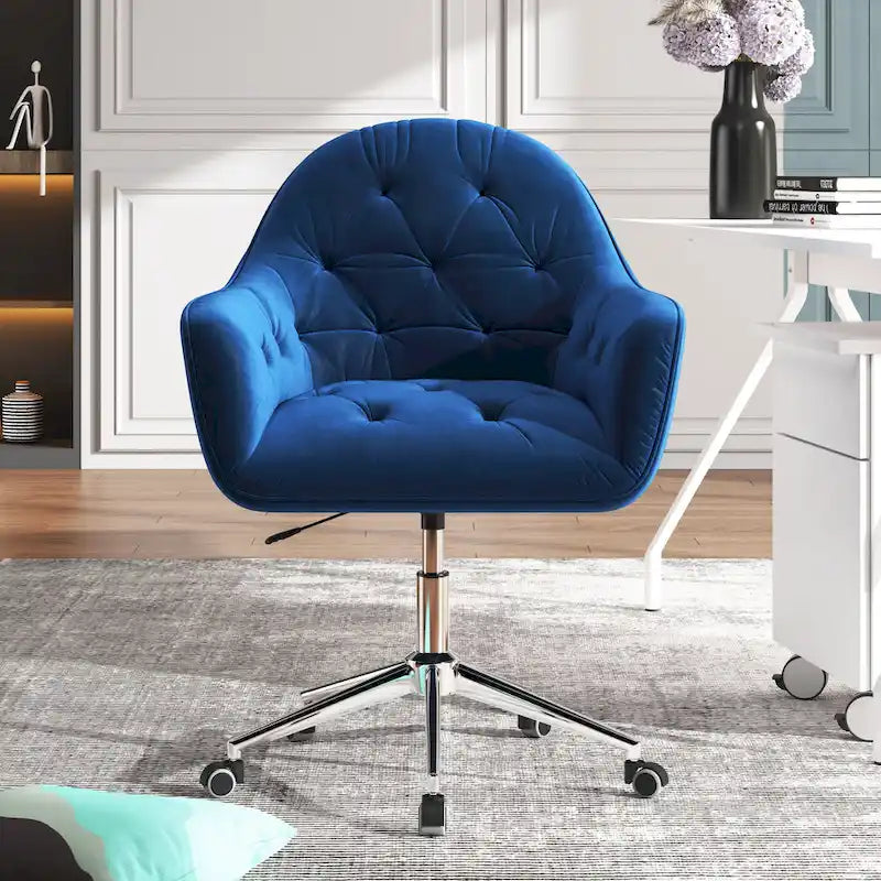 Verstellbarer, drehbarer Homeoffice-Stuhl mit Samtbezug