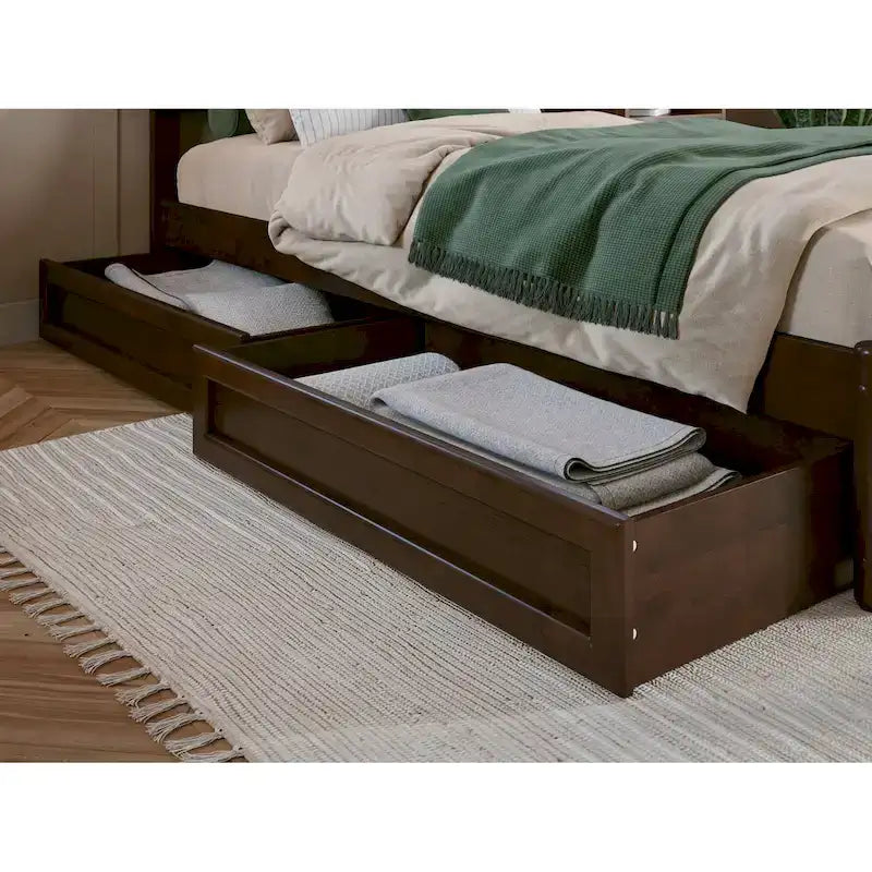 Cassetti contenitore sottoletto moderni di metà secolo per letti Queen-King-Twin XL