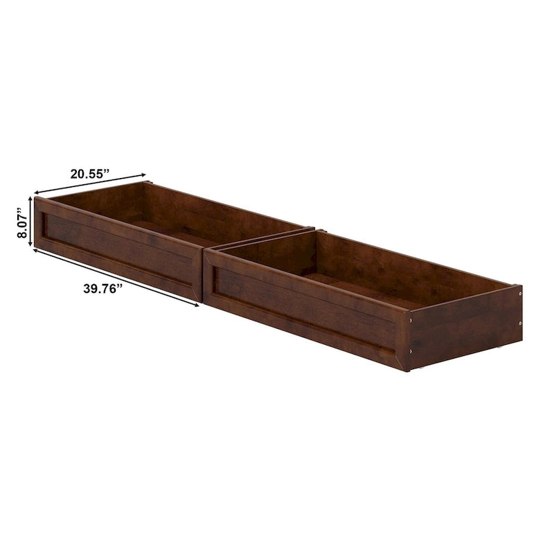 Cassetti contenitore sottoletto moderni di metà secolo per letti Queen-King-Twin XL