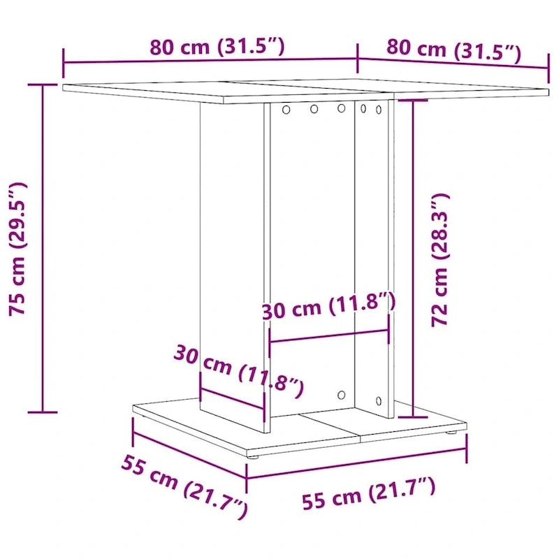 Esstisch Weiß 31.5x31.5x29.5 Holzwerkstoff