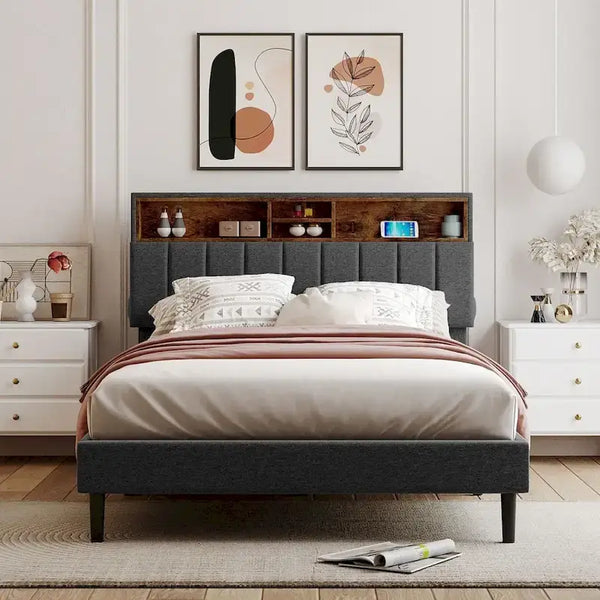 Letto a piattaforma imbottito matrimoniale