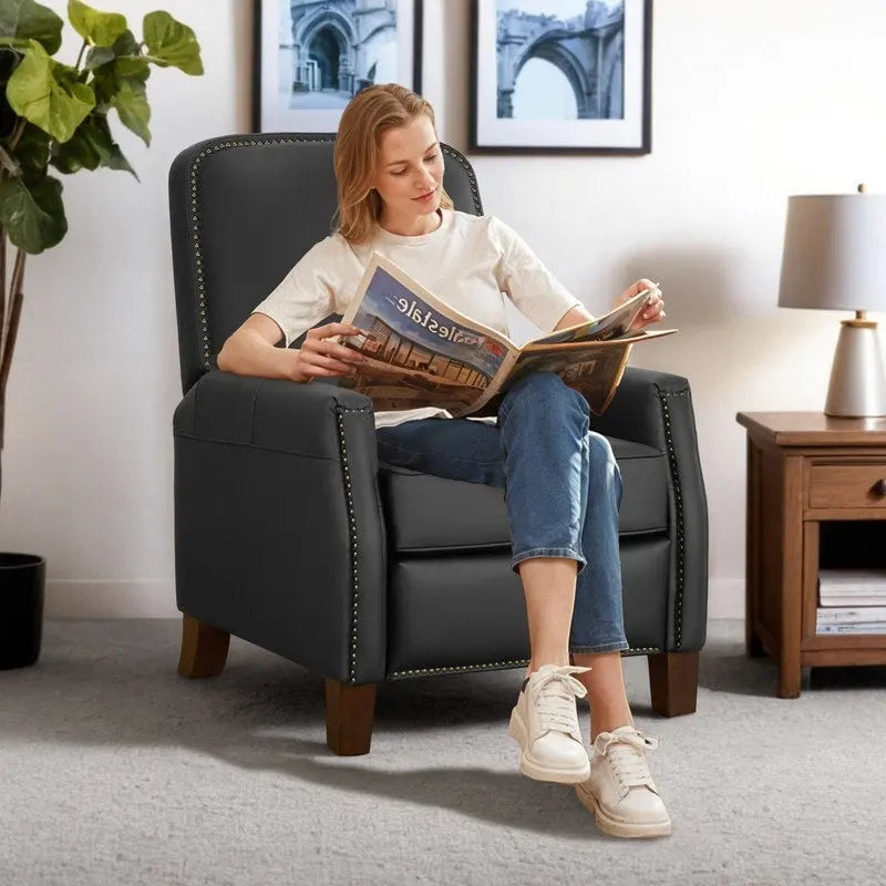 Elias Push Back Recliner for Adults Faux Leather Chair for Living Room