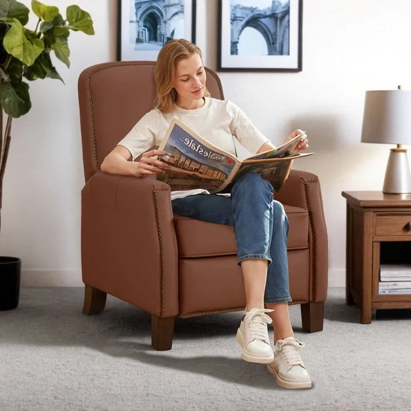 Relaxsessel mit Druckmechanik für Erwachsene, Kunstledersessel fürs Wohnzimmer