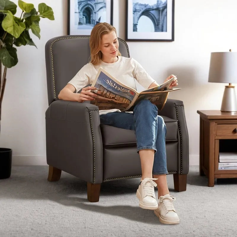 Relaxsessel mit Druckmechanik für Erwachsene, Kunstledersessel fürs Wohnzimmer