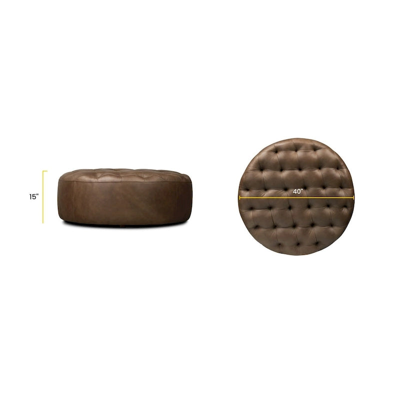 Gepolsterter Lederhocker - Vollnarbiges echtes italienisches Leder