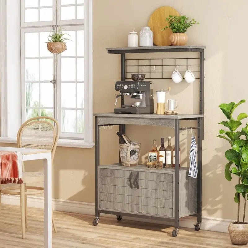 Scaffale industriale con ruote per angolo caffè - 14.57D x 31.5W x 45.2H