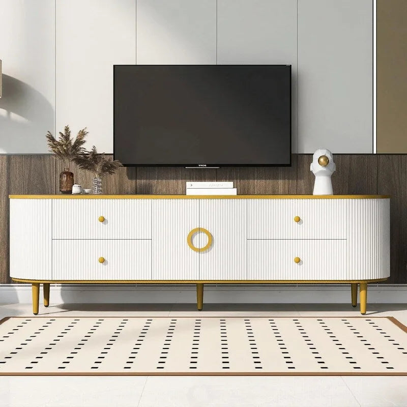 Mobile TV per TV fino a 80", centro d'intrattenimento con cassetti e ante
