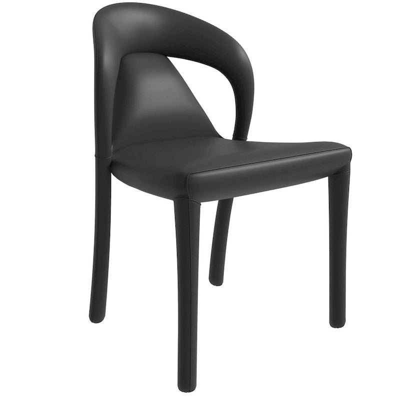 Sedia da pranzo moderna rivestita in ecopelle con struttura e gambe in acciaio