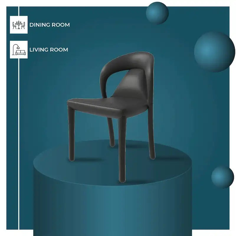 Sedia da pranzo moderna rivestita in ecopelle con struttura e gambe in acciaio