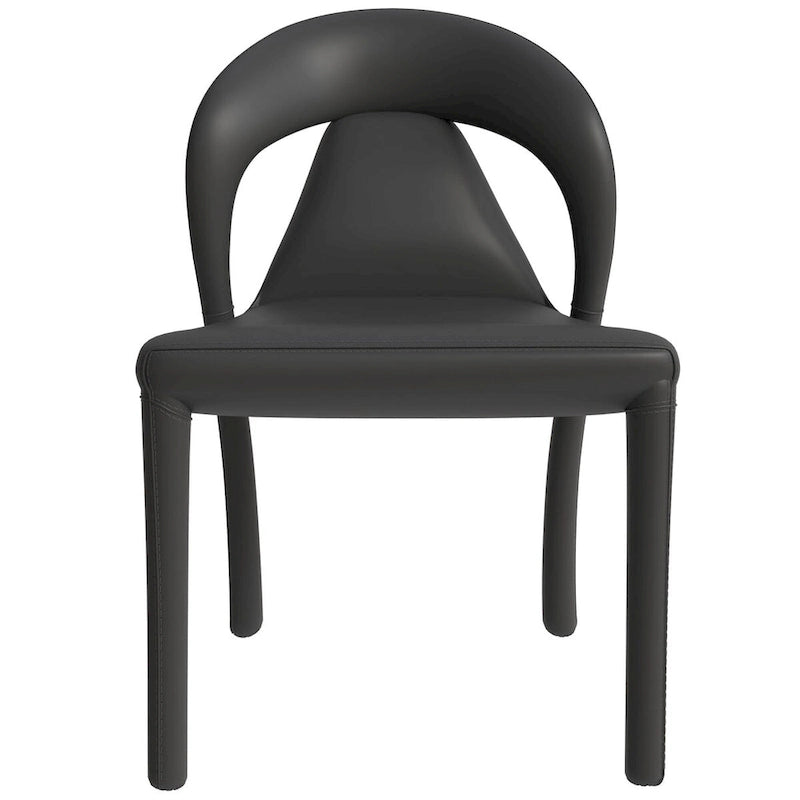 Sedia da pranzo moderna rivestita in ecopelle con struttura e gambe in acciaio