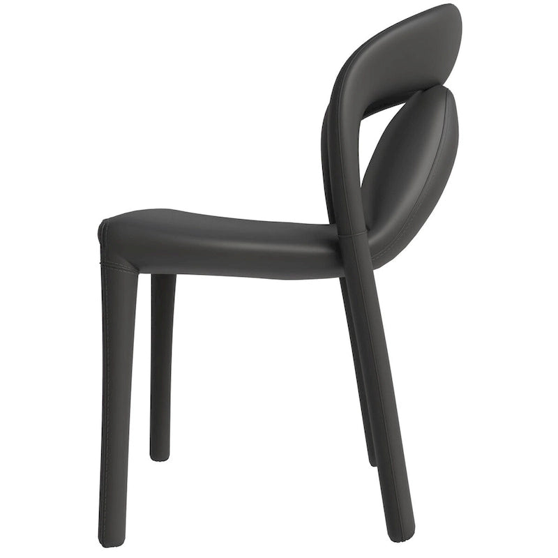 Sedia da pranzo moderna rivestita in ecopelle con struttura e gambe in acciaio
