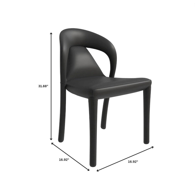Sedia da pranzo moderna rivestita in ecopelle con struttura e gambe in acciaio