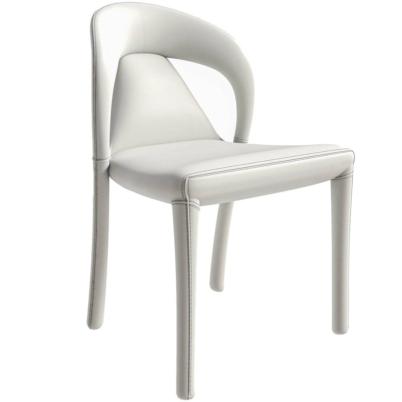 Sedia da pranzo moderna rivestita in ecopelle con struttura e gambe in acciaio