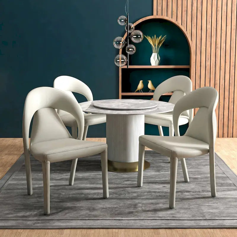 Sedia da pranzo moderna rivestita in ecopelle con struttura e gambe in acciaio