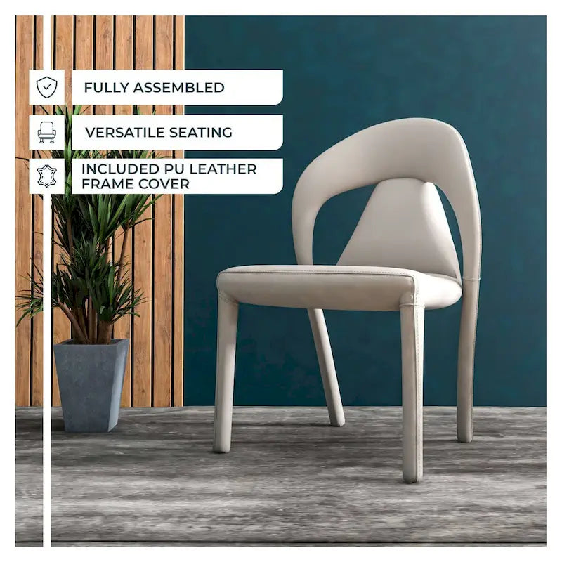 Sedia da pranzo moderna rivestita in ecopelle con struttura e gambe in acciaio