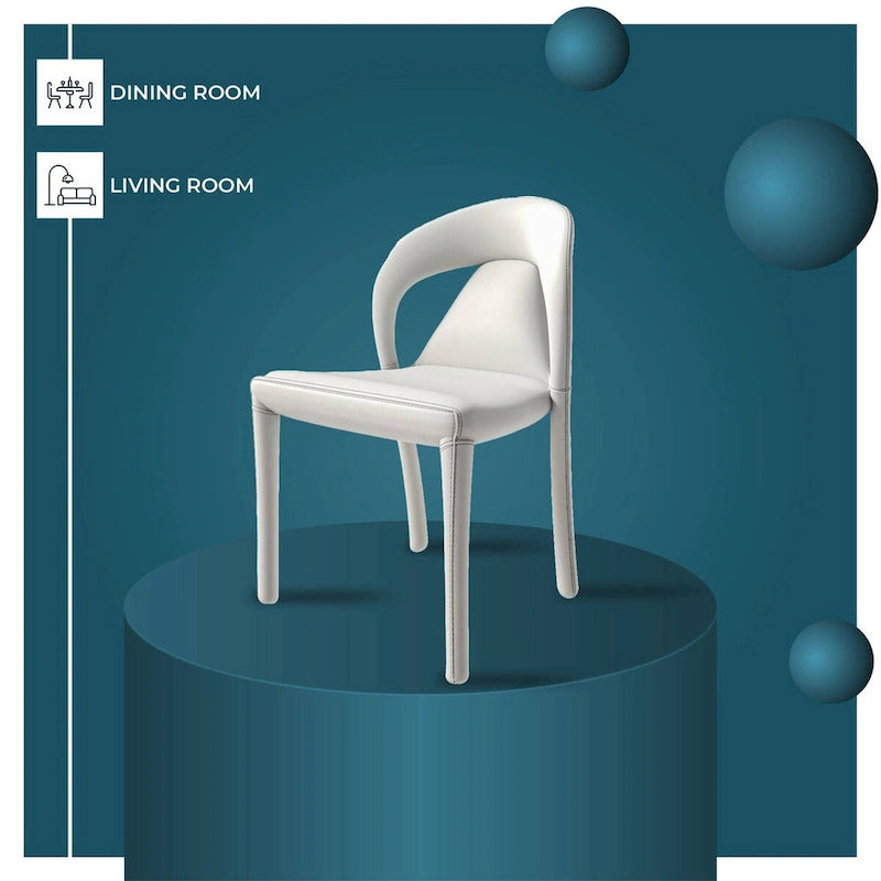 Sedia da pranzo moderna rivestita in ecopelle con struttura e gambe in acciaio