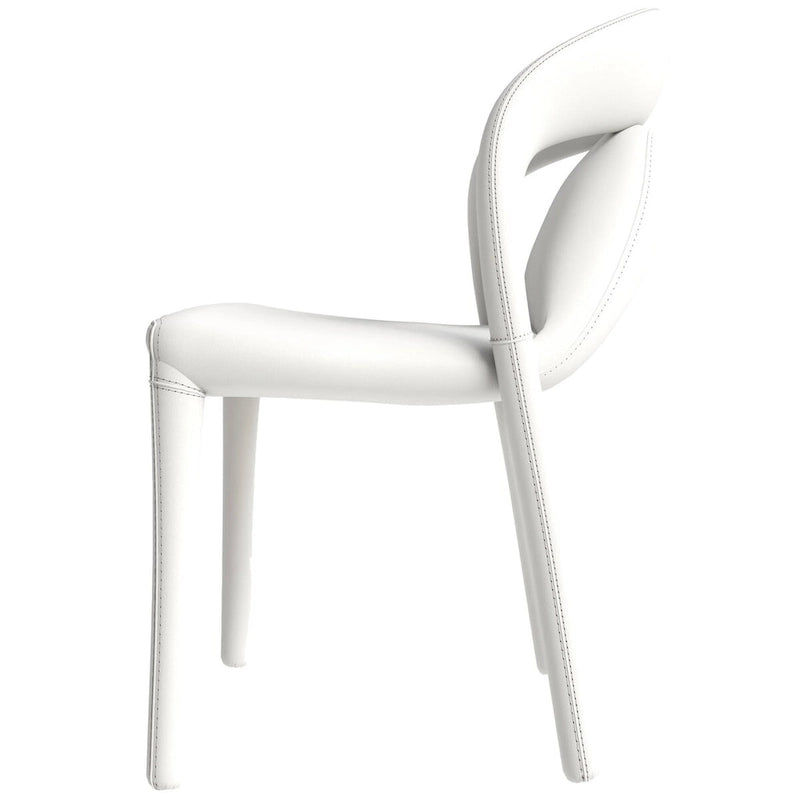 Sedia da pranzo moderna rivestita in ecopelle con struttura e gambe in acciaio