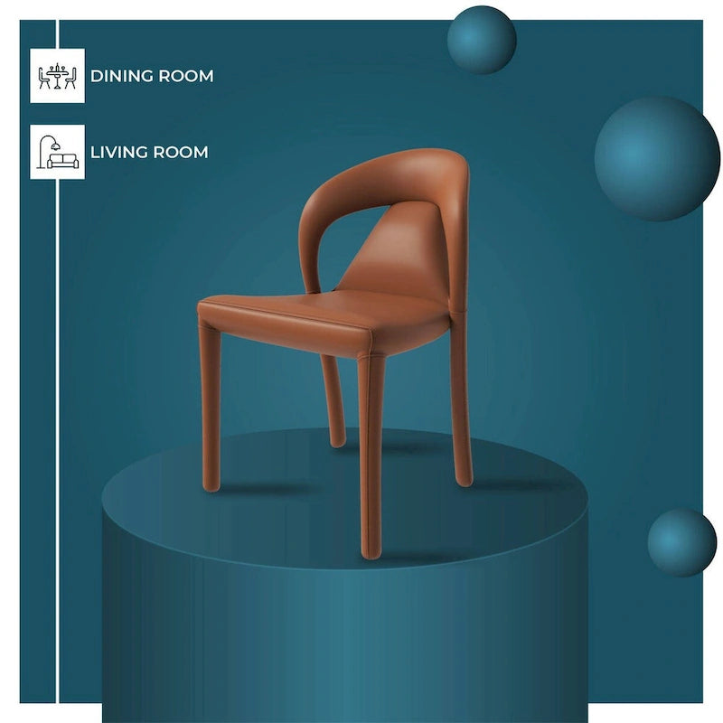 Sedia da pranzo moderna rivestita in ecopelle con struttura e gambe in acciaio