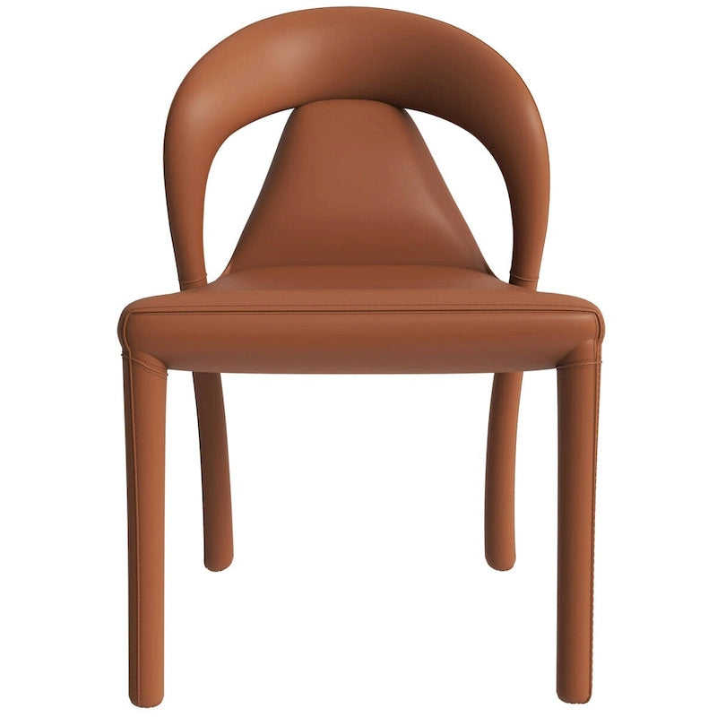 Sedia da pranzo moderna rivestita in ecopelle con struttura e gambe in acciaio