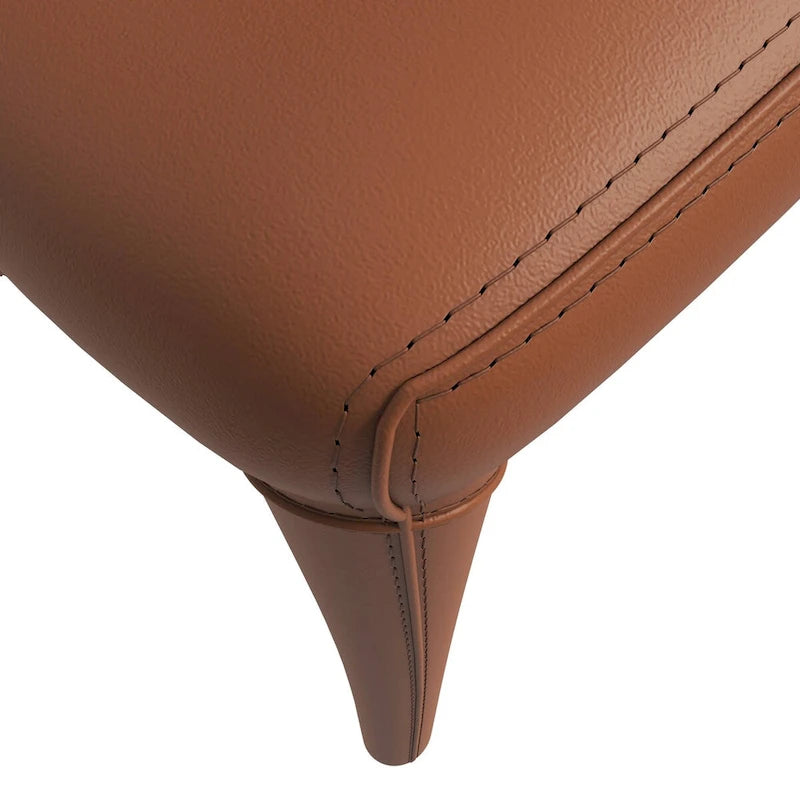 Sedia da pranzo moderna rivestita in ecopelle con struttura e gambe in acciaio