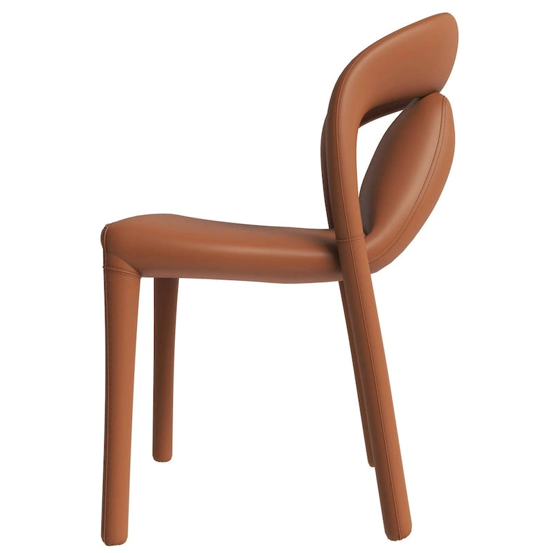 Sedia da pranzo moderna rivestita in ecopelle con struttura e gambe in acciaio