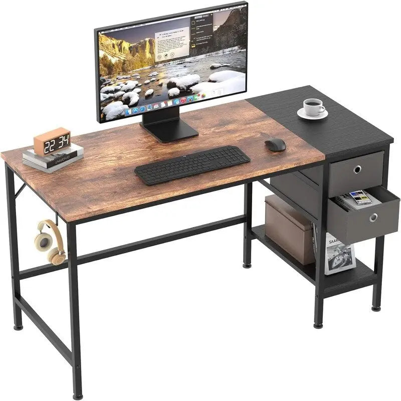Secretária de computador com gavetas de arrumação, 47"