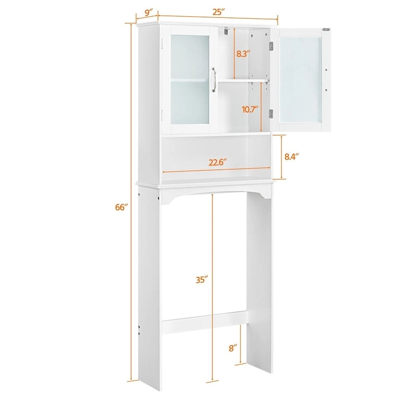 Badezimmer-Organizer über der Toilette, 2-türig, 1 offenes Fach