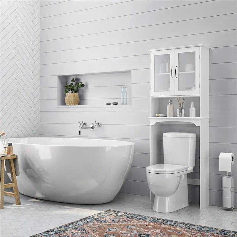 Badezimmer-Organizer über der Toilette, 2-türig, 1 offenes Fach