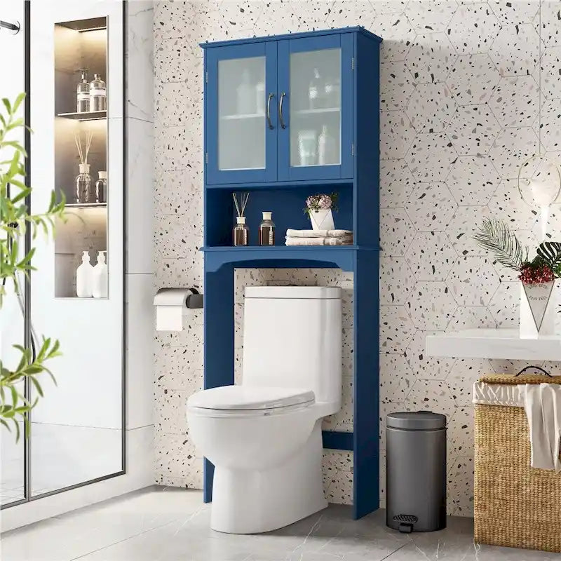 Badezimmer-Organizer über der Toilette, 2-türig, 1 offenes Fach