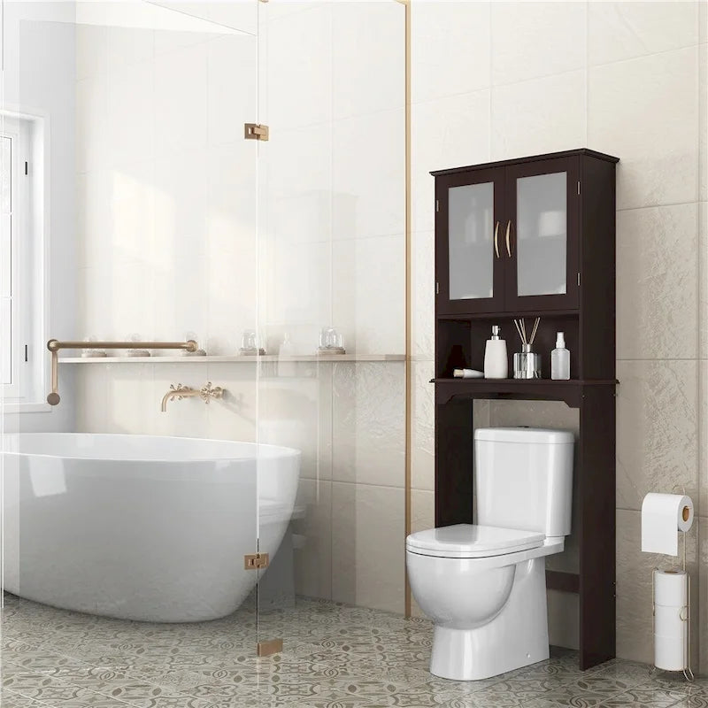 Badezimmer-Organizer über der Toilette, 2-türig, 1 offenes Fach