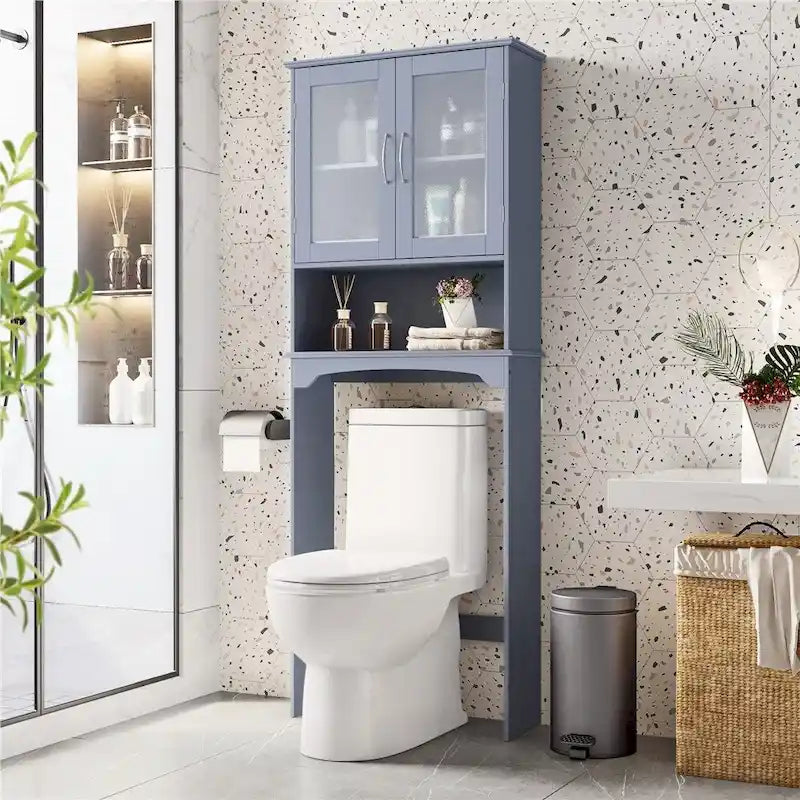 Badezimmer-Organizer über der Toilette, 2-türig, 1 offenes Fach