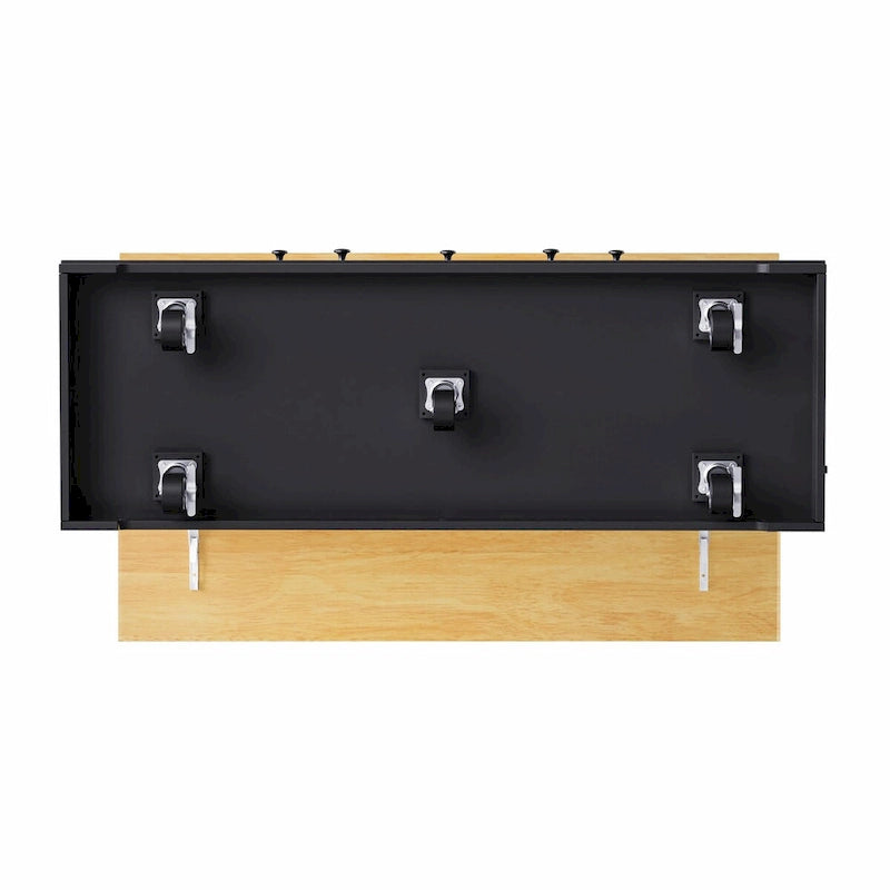 Isola da cucina da 53" con piano ribaltabile, presa di corrente, carrello con ruote e ripiani portaoggetti