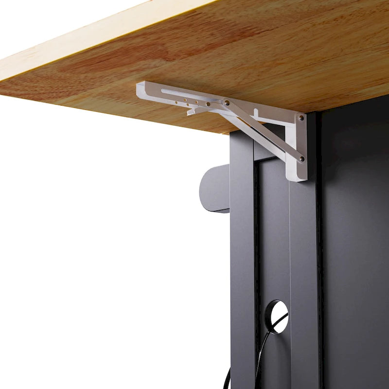 Isola da cucina da 53" con piano ribaltabile, presa di corrente, carrello con ruote e ripiani portaoggetti