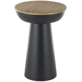 Handgefertigter Beistell- und Akzenttisch mit Metallsockel und brauner Holzplatte - Schwarz